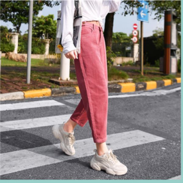 

pink skinny jeans female foot belt straight jeans joker pants, Blue