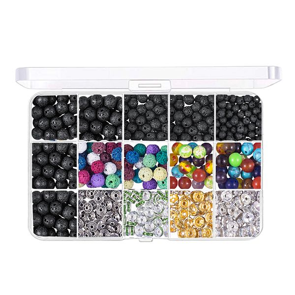 

600pcs lava beads crystal agate gemstones loose spacer beads crafts, Silver