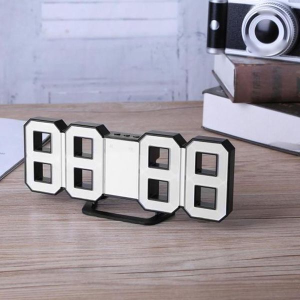 

black/multi-function led brightness adjustment two modes optional 3d stereo living room explosion electronic clock