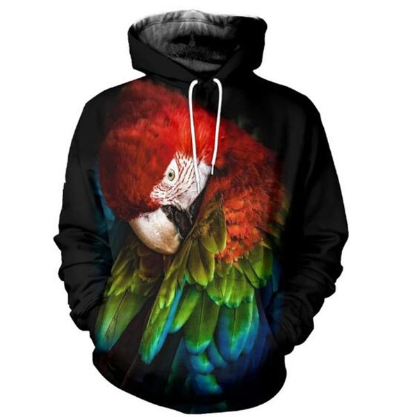 

hoodie sweatshirt macaw 3d print hoodie men's and women's hip hop casual sweatshirt, Black