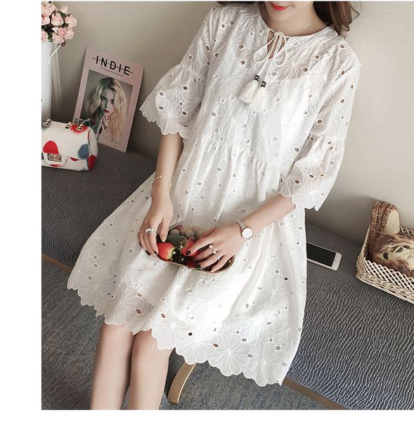 

2020 новая весна материнства кружевное платье костюм (отправить слинг, White