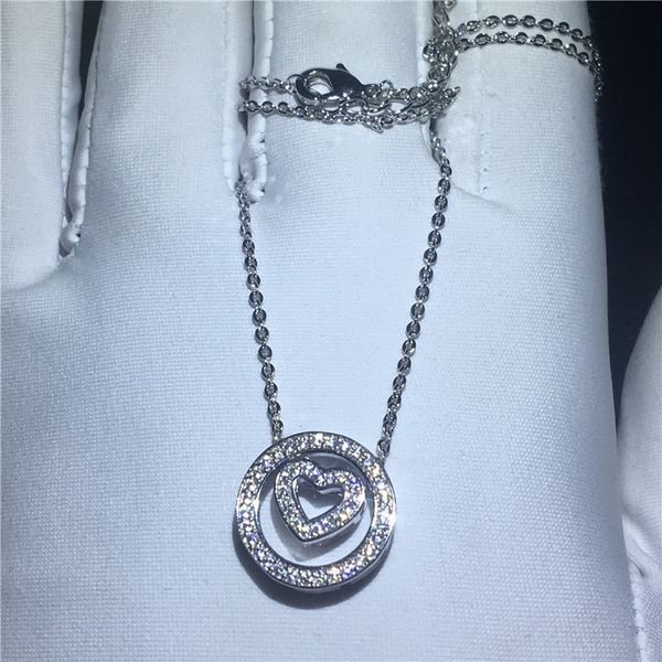 

romantic round heart pendant with necklace 925 sterling silver 5a zircon cz engagement wedding pendants for women bridal gift