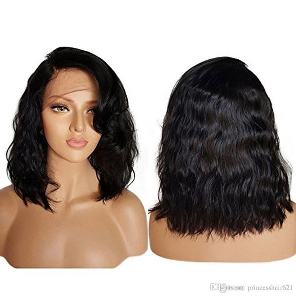 Peruvian Virgin Hair Wavy Bob Wig Natural Color 10 12 14inch