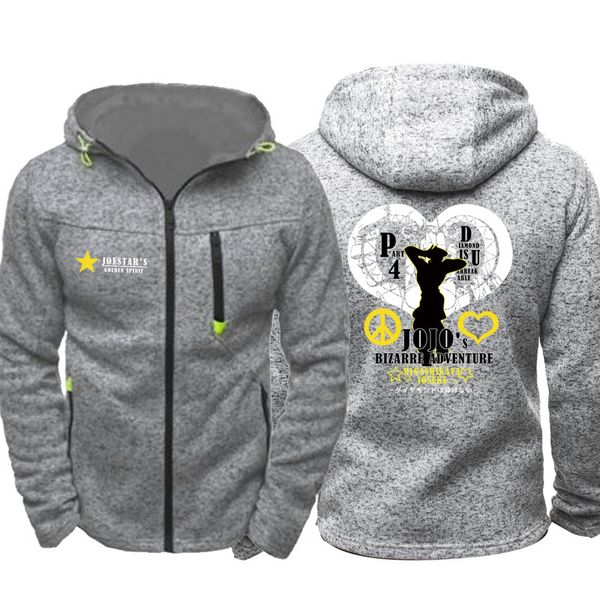

anime jojo's bizarre adventure printed hoodie zipper man woman sweatshirt hooded tracksuit cosplay jacket coat cosume, Black