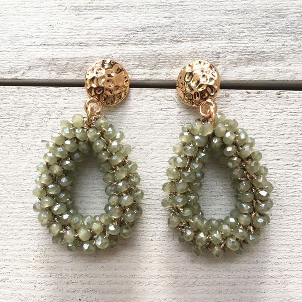 

dongmu new summer bohemian fashion crystal earrings water droplets woven women's fine jewelry new year gift popular, Silver