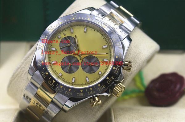 

luxury sapphire 40mm 116610 black ceramic bezel yellow dial automatic mechanical mens men's watch watches no chronograph, Slivery;brown