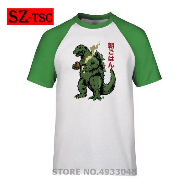 

kaiju monster dragon good morning tokyo t shirt burrito power t-shirt short-sleeve male tee shirt basic cotton print cute tshirt, White;black