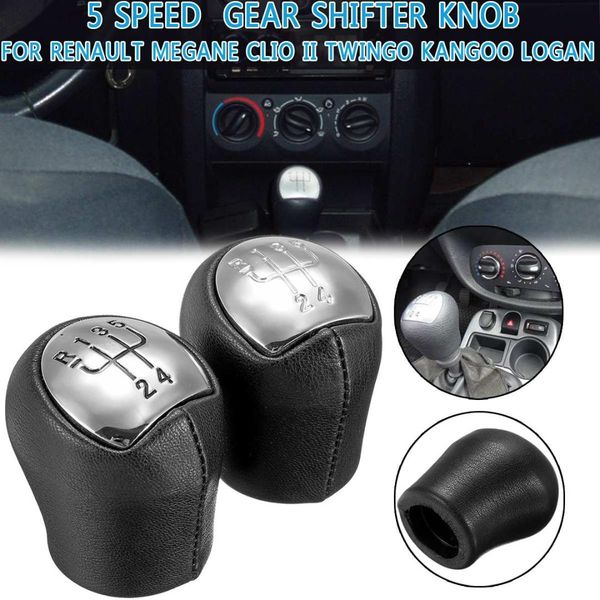 

pu leather 5 speed car gear shift knob stick manual shift lever for megane clio ii twingo kangoo logan gear