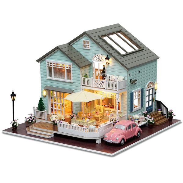Diy Luxury Villa Furniture New Wooden Puzzle Dollhouse Toys With