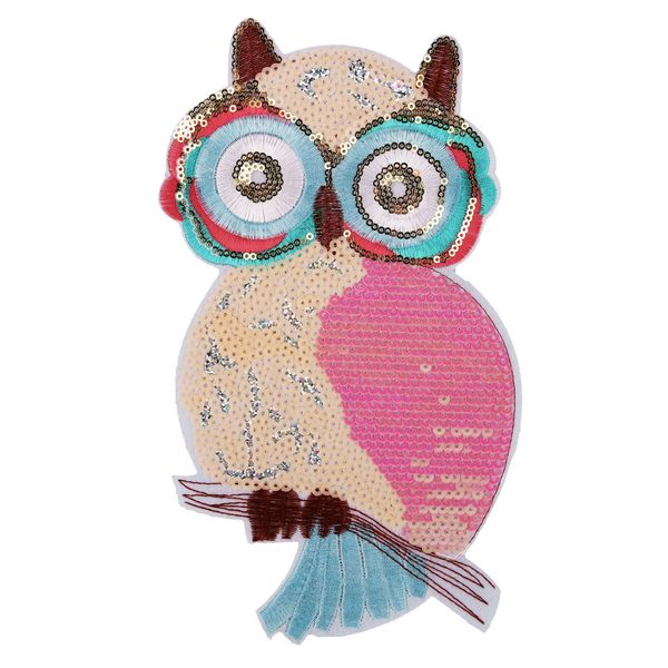 

embroidery sequined owl patches for jackets,embroidered sequins birds badges appliques for jeans,patches for clothing a131, Black