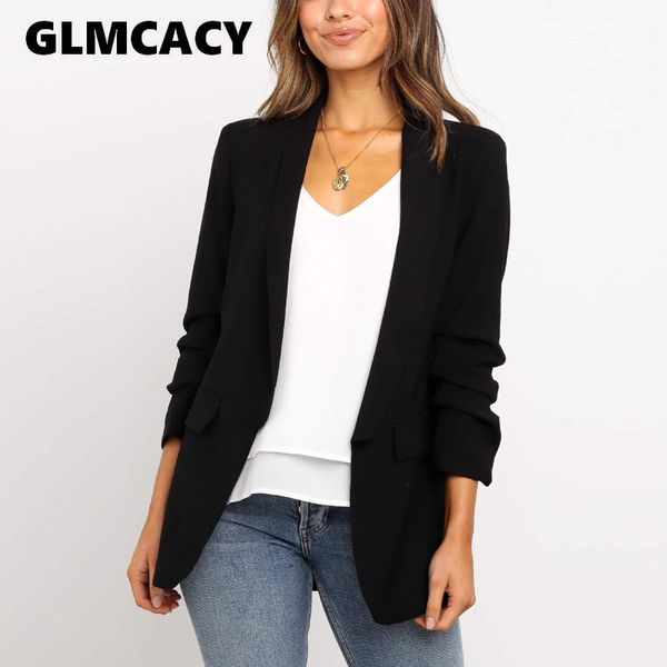 

women casual long sleeve solid blazer shawl collar office lady business jacket suit slim sport coat jackets, White;black