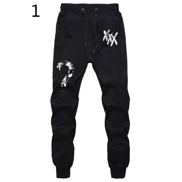 

men women new fashion sports breathable pants anime xxxtentacion pants students straight jogger fitness long trousers, Black