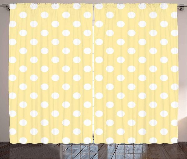 

kids curtains living room bedroom pale yellow and white window drapes for kitchen retro style spotty pattern with symmetrical wh