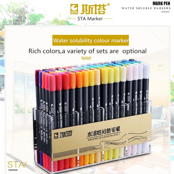 

sta 12/24/36/48/80 colors art markers pen artist double tips calligraphy pen water based ink sketch marker for school supplies