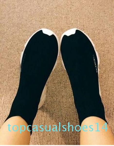 

brand casual shoes flat fashion socks woman new slip-on elastic cloth speed trainer runner man shoes outdoors 14t, Black