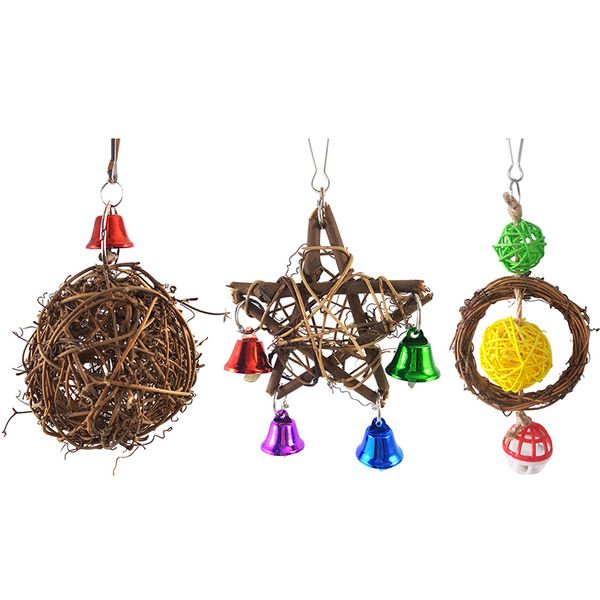

natural rattan ball wood chewing bird toy swing for parrots parrot birds chewing standing accessories puppy pet toy