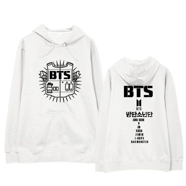 

bts youth group with the same hoodie men and women loose korean version plus velvet cover spring and autumn shirt, Black