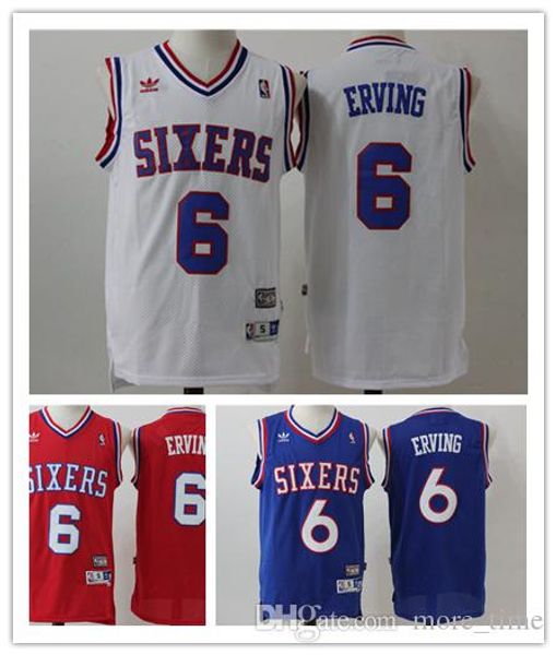 

retro classic #32 julius erving philadelphia 76ers basketball jersey authentic stitched embroidery mesh retro julius erving dr.j shirts, Black