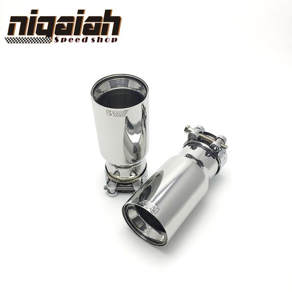 

2pcs m tips plain silver car stainless exhaust end tail tips 3.15'' 80mm out for