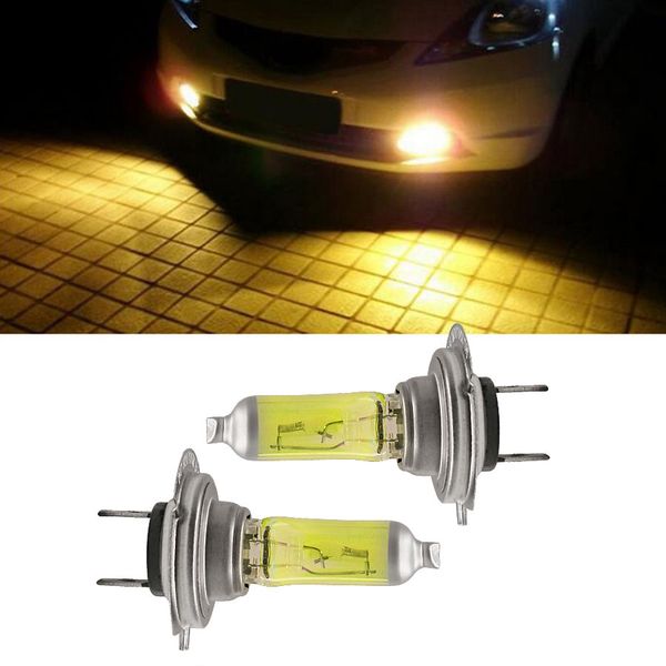 

hyzhauto 2pcs h7 fog lamp bulbs 55w 100w 3200k-3500k car halogen head driving fog light amber/golden yellow color dc12v