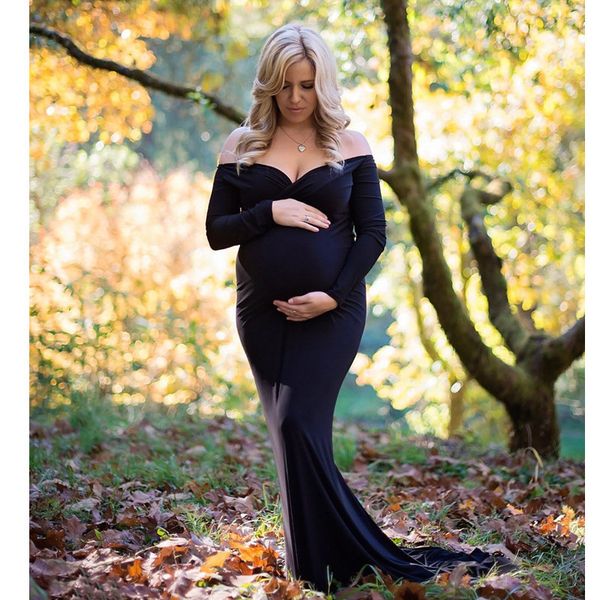 

p shoot pregnancy dress maxi women dress long pgraphy props maternity vestidos woman clothes pregnant dresses, White
