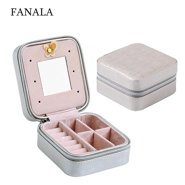 

jewelry storage box comestic jewelry necklace earring beauty organizer gift home, print travel, Pink;blue