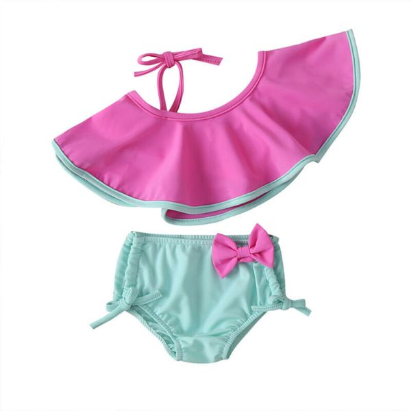 

summer kids baby girls bowknot swimwear swimsuit bikini bathing suit swimming beachwear, White