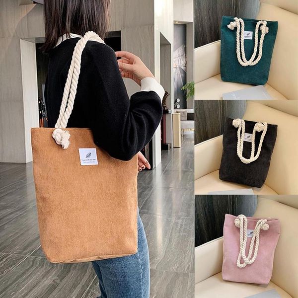 

reusable shopping bag eco large tote bags for women corduroy handbag shoulder shopping bags #2n08