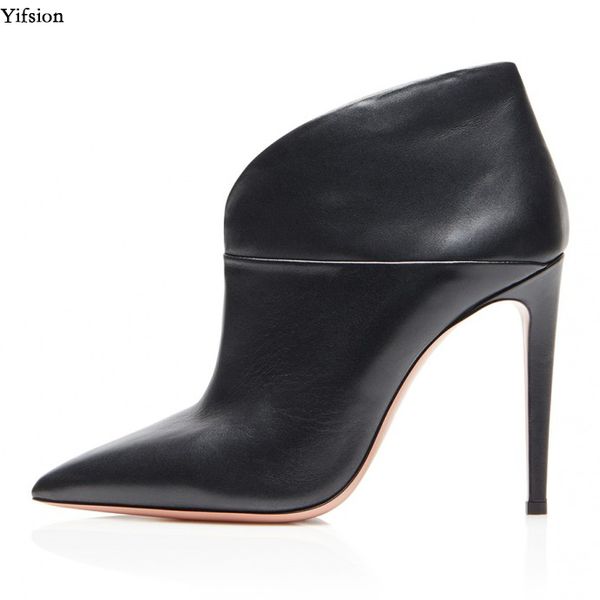 

yifsion new arrival women ankle boots stiletto high heels boots nice pointed toe black office shoes women plus us size 5-15