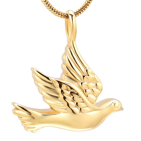 

ijd10035 gold peace birds stainless steel for ashes urn pendant necklace memorial keepsake cremation with chain jewelry, Silver