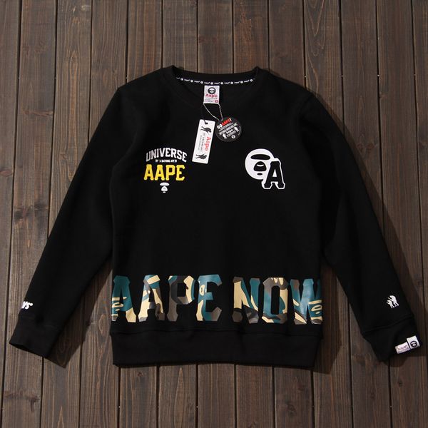 

fashion situation tide brand autumn and winter new print round neck sweater casual loose men's sweater, Black