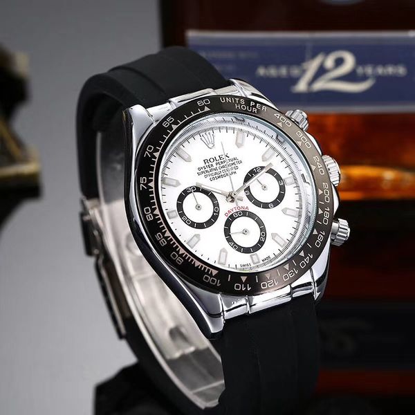 

fashion silicone band quartz watch men all subdials work sports man wristwatch male clock montre homme reloj de los hombres business man w, Slivery;brown
