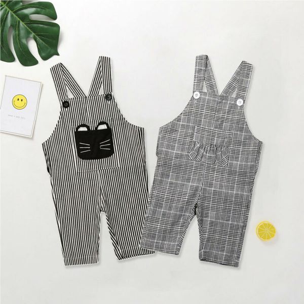 

2020 New Fashion Autumn Toddler Girls Boys Kids Dungarees Plaid Striped Jumpsuit Romper Bib Overalls Pants Playsuits