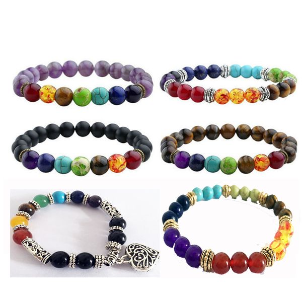 

men's 7 color volcanic stone bracelet, Black