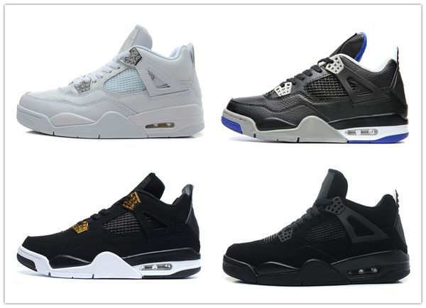

4s classic 4 black cat pure money royalty alternate motorsport bred white cement bred military blue men women sports trainer shoes