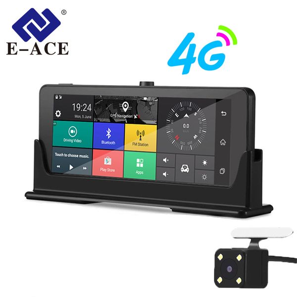 

e-ace car dvrs 4g gps navigation android camara 7.0 inch rearview mirror fhd 1080p video recorder wifi bluetooth auto dashcam