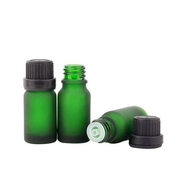 

10ml essential oil perfume bottle empty frosted green glass bottles liquid aromatherapy dispenser container with insert plug