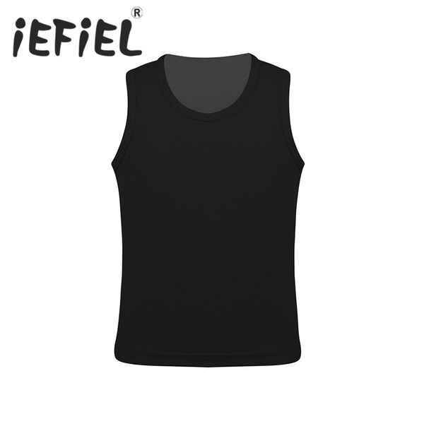 

children kids girls solid color soft organic cotton sleeveless undershirt tank for stage performance ballet dance clothes, Black;red