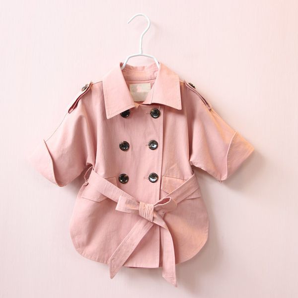 

bosudhsou.] jh-29 girls dust coat clothing cardigan jackets girls kids double-breasted trench coat children belt clothes, Blue;gray