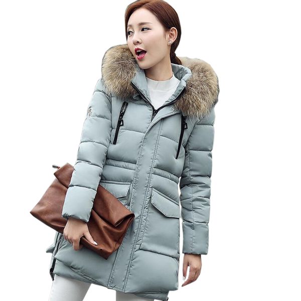 

2018 winter jacket women fur collar hooded warm white duck down coats long parkas thick women winter jackets coat outwear yp1245, Black