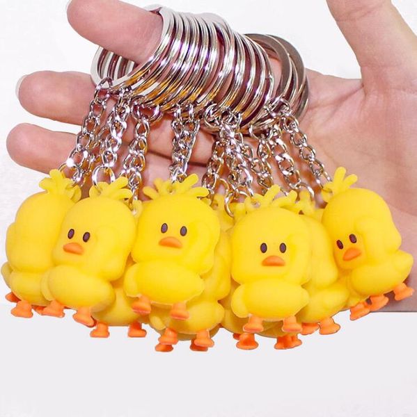 

прекрасный маленький желтого уток сумка брелок пвх мягких пластикового мультфильм кукла key ring автомобиль подвесок аксессуары оптовых ювел, Slivery;golden