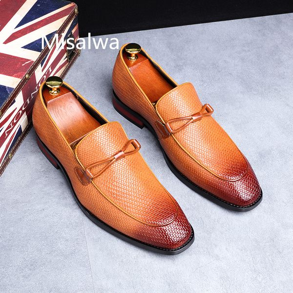 

misalwa 2019 summer fashion loafers for men woven leather bussiness party dress shoes low heels moccasin shoes men big size, Black