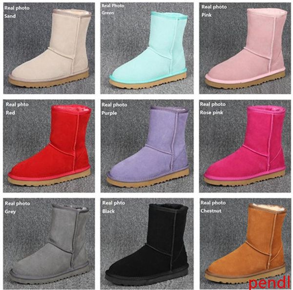 

designer boots women snow boots classic style cow suede leather waterproof winter warm short boots brand ivg 12 colors