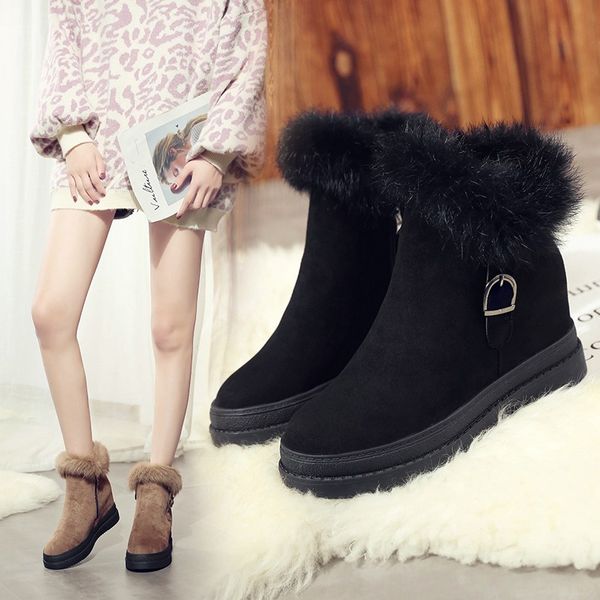 

women's fashion snow boots new wild short tube cotton shoes korean version of the casual flat hair mao sisters short boots tide, Black