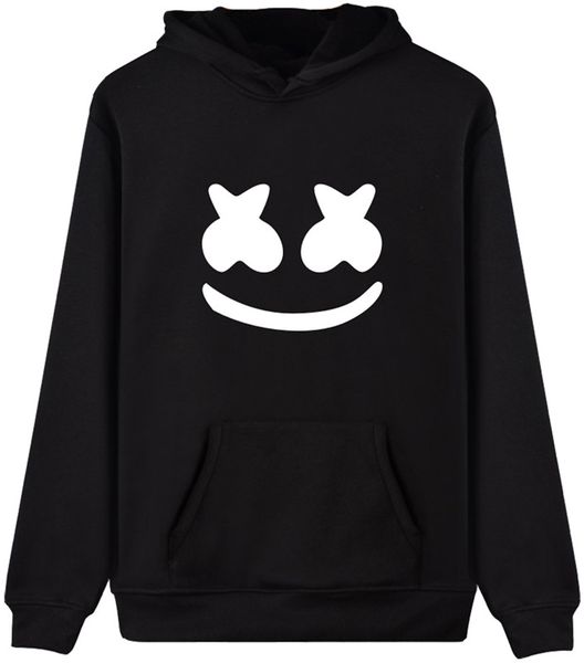

cinpoo ladies dj marshmello mask hoodies electronic dance music long sleeve jumper hip- pullovers sweatshirt gifts for kids, Black