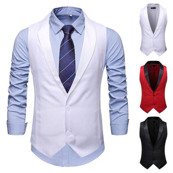 

mens autumn winter color matching waistcoat vest jacket coat new arrivals slim fit male shirt solid long sleeve british sty, Black;white