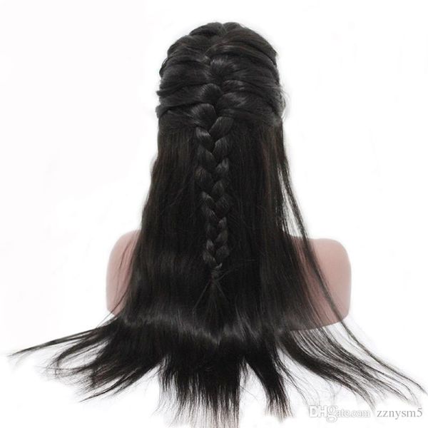 

straight glueless full lace human hair wigs for women 250% brazilian lace wig pre plucked with baby hair black braid remy
