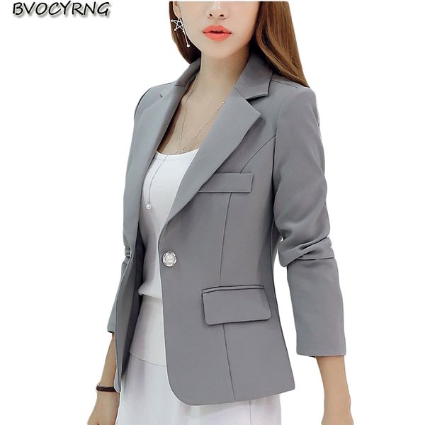 

suit jacket female 2019 spring autumn fashion slim women coat lapel long sleeve ladies short big size casual clothing, Black;brown