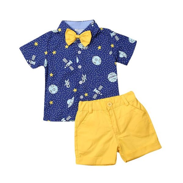 

kids baby boy rocket gentleman clothes shirt shorts pants formal outfit children clothes, White