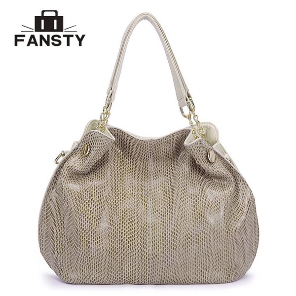 

fashion split leather serpentine shoulder bag women luxury handbag chains female brand designer casual large tote bag for lady